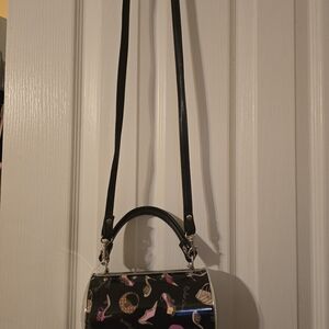 Black Printed Mini Crossbody Bag with Handles